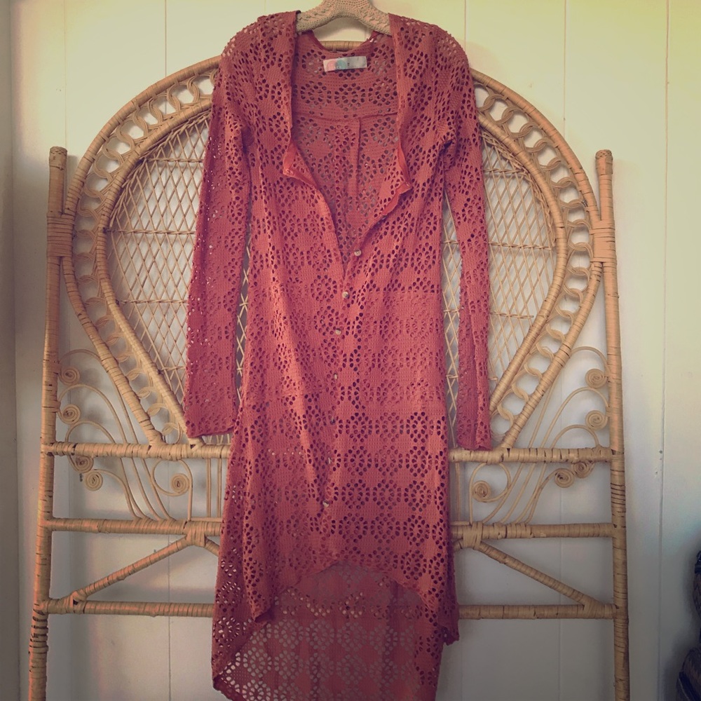 Free People beach crochet cardigan